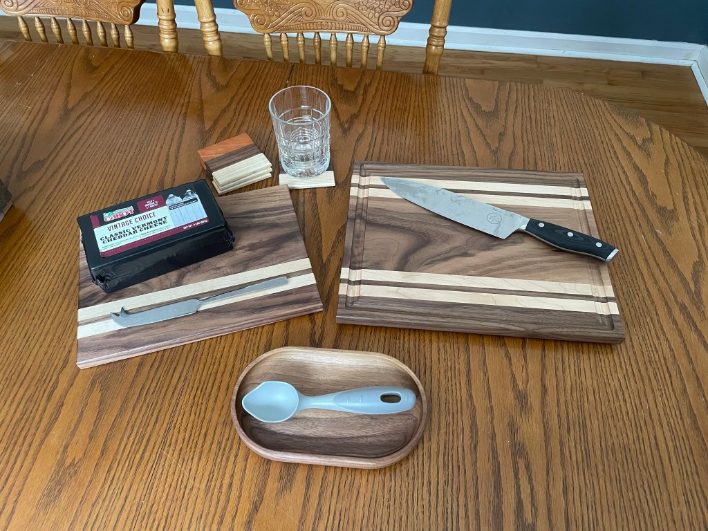 walnut maple serving set