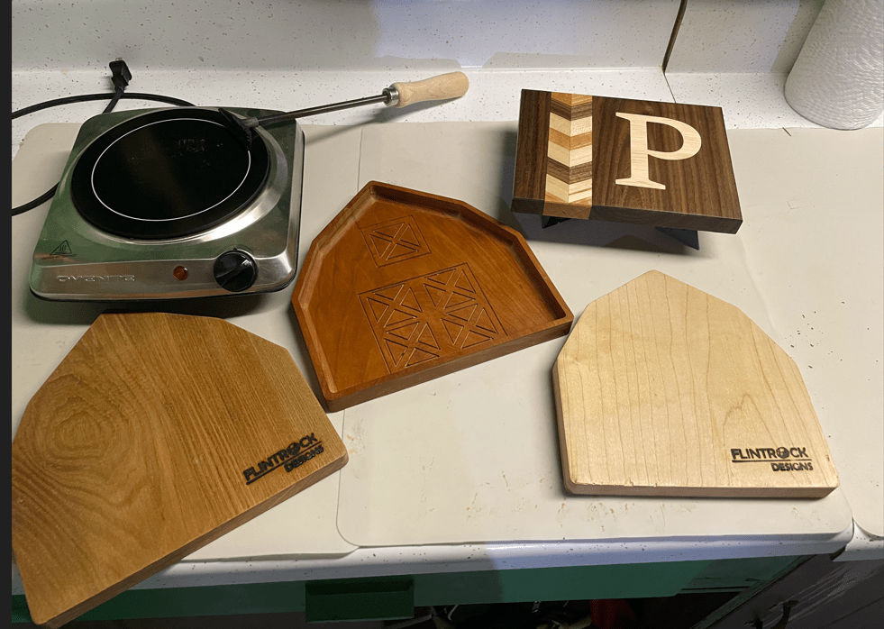 barn catch all trays and engraving in progress