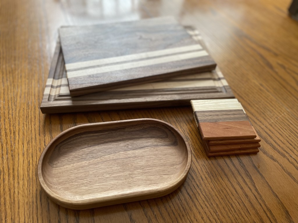 walnut and cherry with walnut bowl set stacked