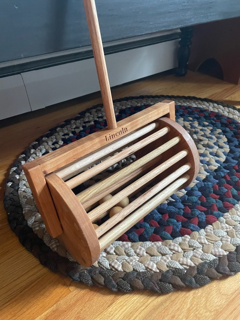 cherry rattle kids toy made of maple