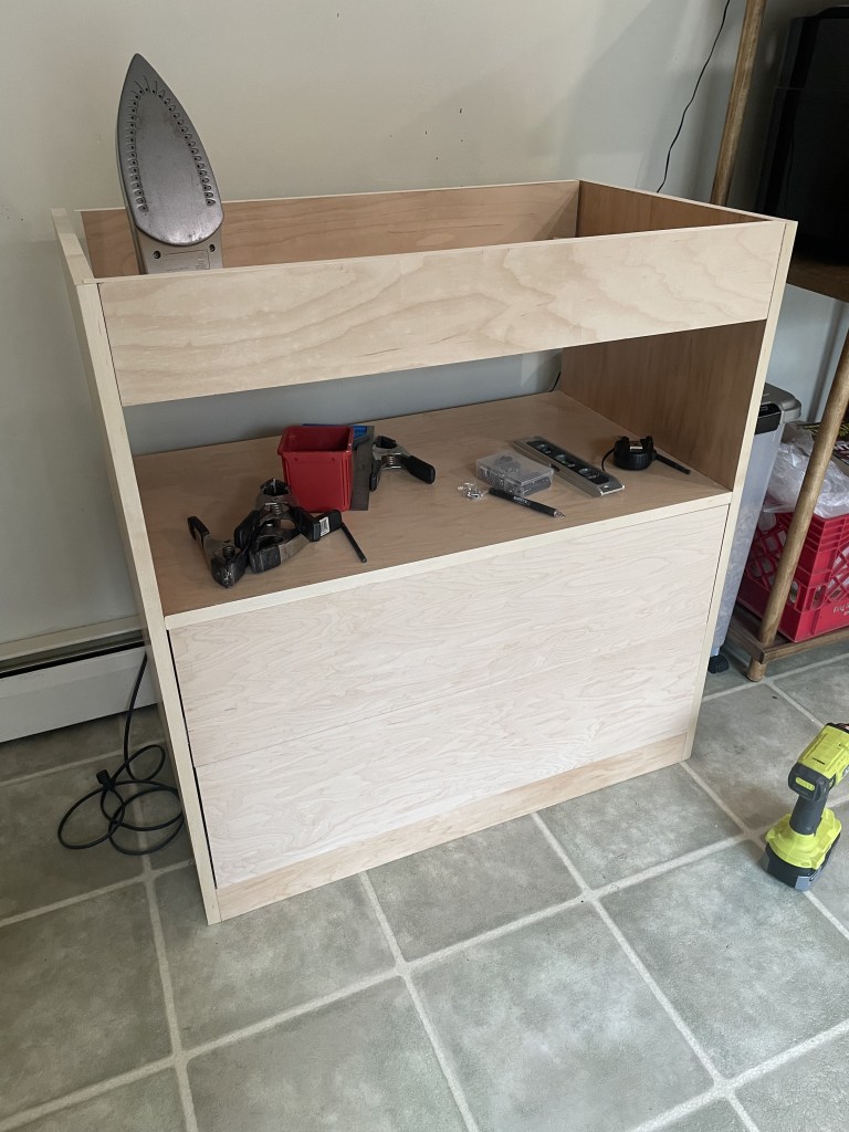 Maple changing changing table being built veneer application